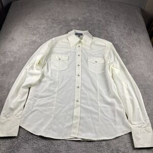 Lavana USA Dress Shirt Snap Buttons Mens XL Ivory Off White Long Sleeve